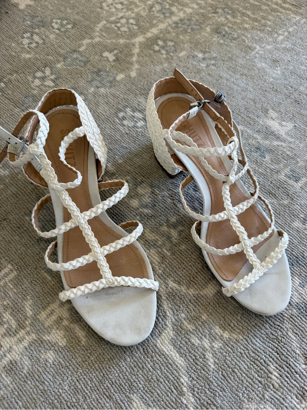 Braided Strappy White Women's Sandals